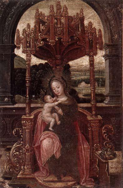 unknow artist The virgin and child enthroned oil painting picture